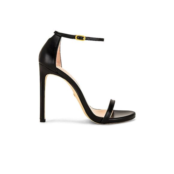 Stuart Weitzman Black Heels with Yellow Buckle - Picture 1 of 6